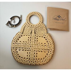 NEW Patricia Nash Leather Pisticci Chain-link Flap Over Tote Crossbody XL Tan